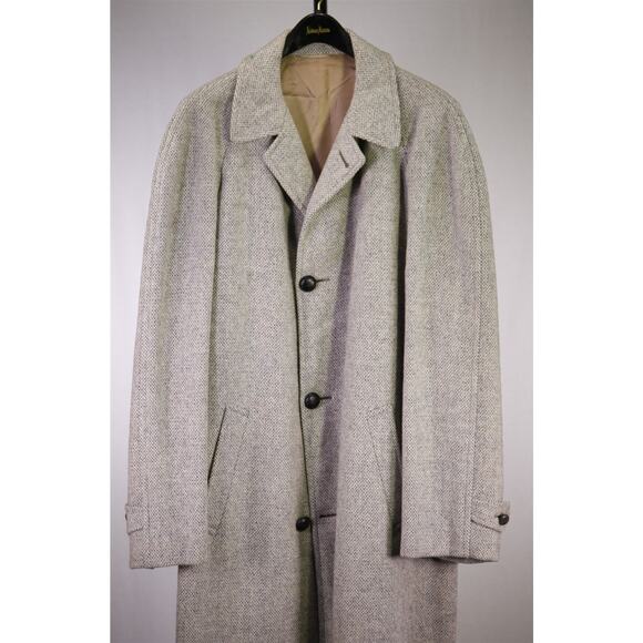 Harris Tweed Yarmouth Royal Store Limited Gray Overcoat Coat 46R - Picture 2 of 8